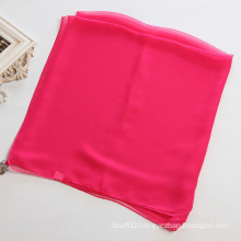 Women Mei Red Pure Color Polyester Chiffon Scarf Shawl